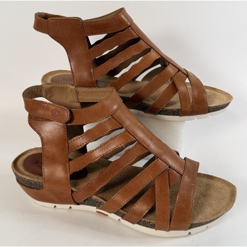 New Josef Seibel Hailey 17 Gladiator Leather Sandal in Camel Como Sz 39 US 8.5